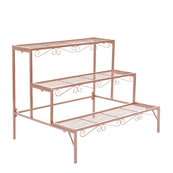 Levede Plant Stand 3 Tier Rectangle Metal Flower Planter Corner Shelf Rose Gold