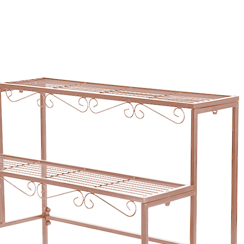 Levede Plant Stand 3 Tier Rectangle Metal Flower Planter Corner Shelf Rose Gold