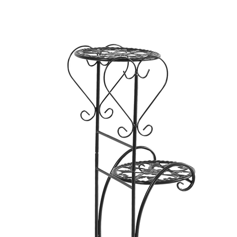 2x Levede Flower Shape Metal Plant Stand with 4 Plant Pot Space in Black Colour