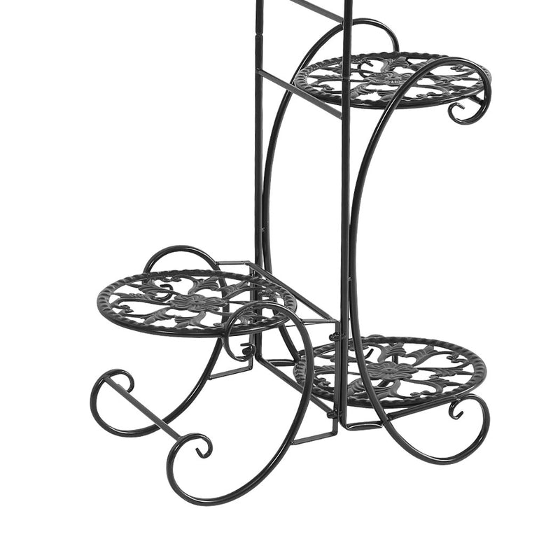 2x Levede Flower Shape Metal Plant Stand with 4 Plant Pot Space in Black Colour