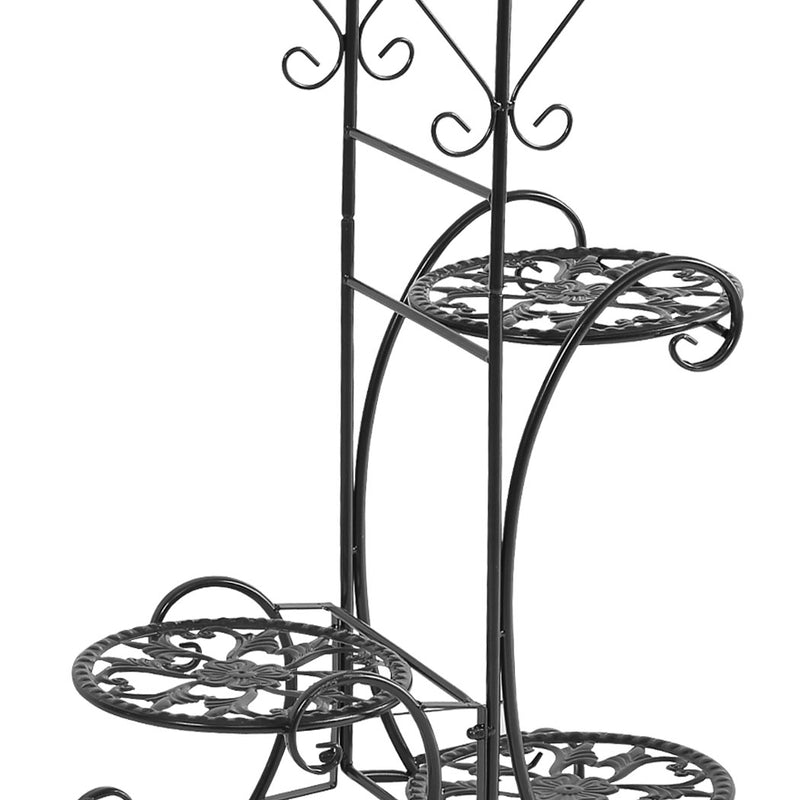 2x Levede Flower Shape Metal Plant Stand with 4 Plant Pot Space in Black Colour