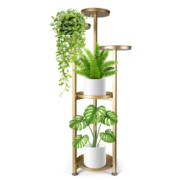 Levede Plant Stand Outdoor Indoor Flower Pots Rack Garden Shelf Gold 120CM