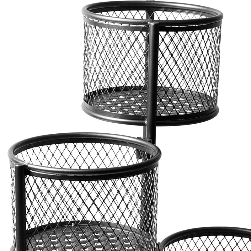 6 Tier Plant Stand Swivel Outdoor Indoor Metal Stands Flower Shelf Rack Garden Black