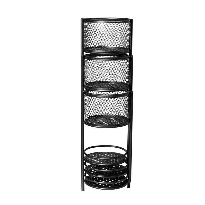 6 Tier Plant Stand Swivel Outdoor Indoor Metal Stands Flower Shelf Rack Garden Black