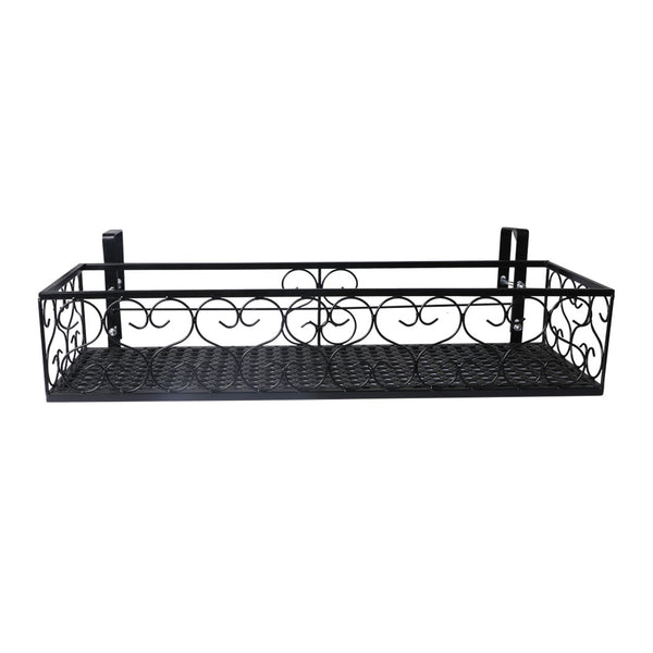 Plant Holder Plant Stand Hanging Flower Pot Basket Garden Wall Rack Shelf Rectangle Black