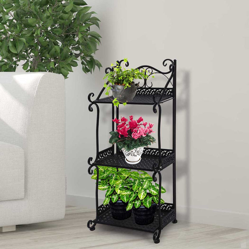 Levede Plant Stand 3 Tiers Outdoor Indoor Metal Flower Pots Rack Garden Shelf