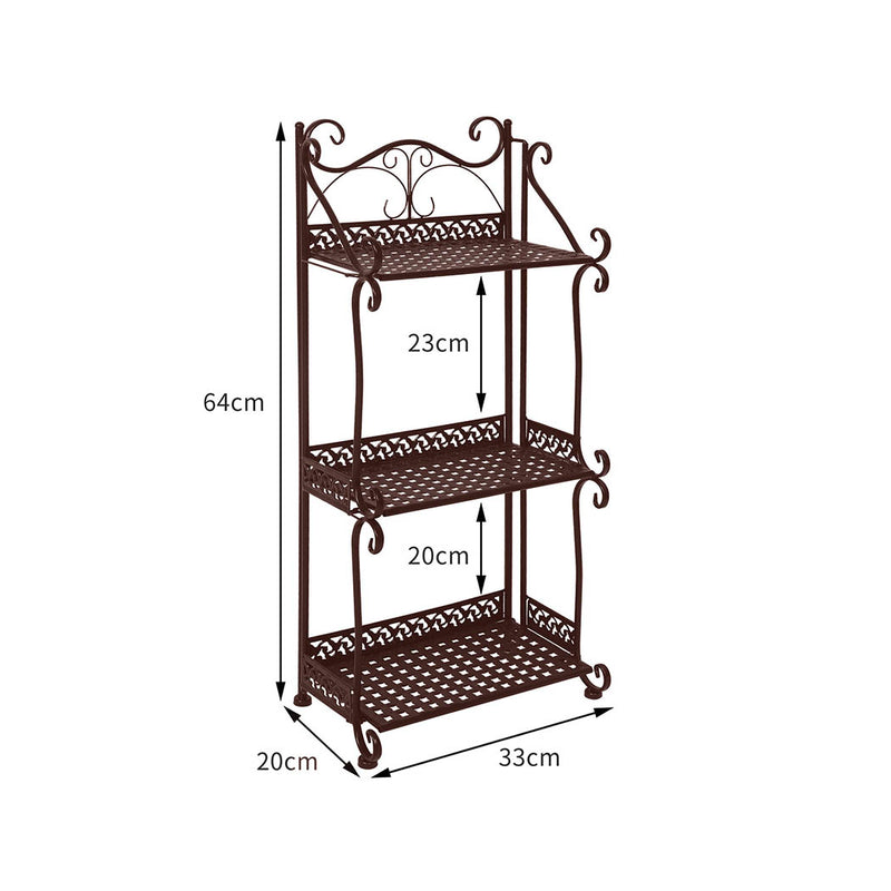 Levede Plant Stand 3 Tiers Outdoor Indoor Metal Flower Pots Rack Garden Shelf