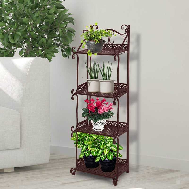 Levede Plant Stand 4 Tiers Outdoor Indoor Metal Flower Pots Rack Garden Shelf