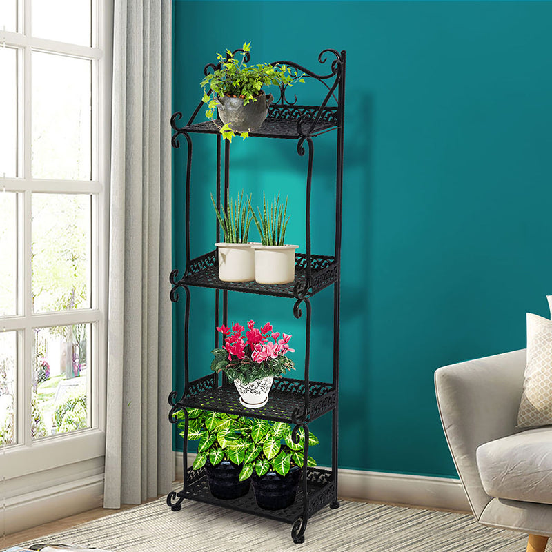 Levede Plant Stand 4 Tiers Outdoor Indoor Metal Flower Pots Rack Garden Shelf