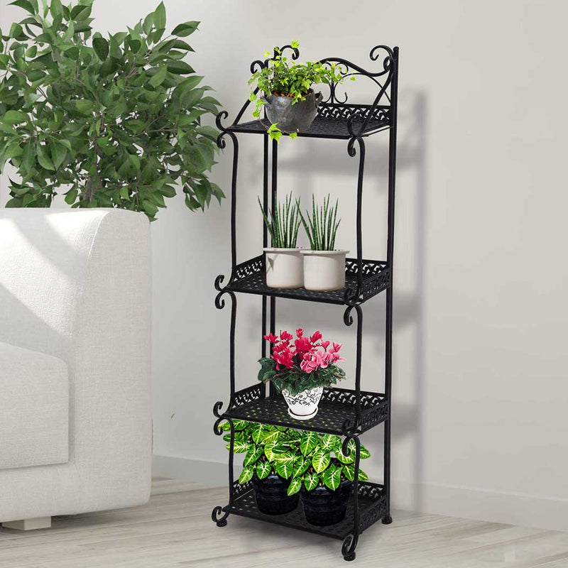 Levede Plant Stand 4 Tiers Outdoor Indoor Metal Flower Pots Rack Garden Shelf