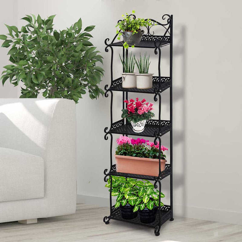 Levede Plant Stand 5 Tiers Outdoor Indoor Metal Flower Pots Rack Garden Shelf