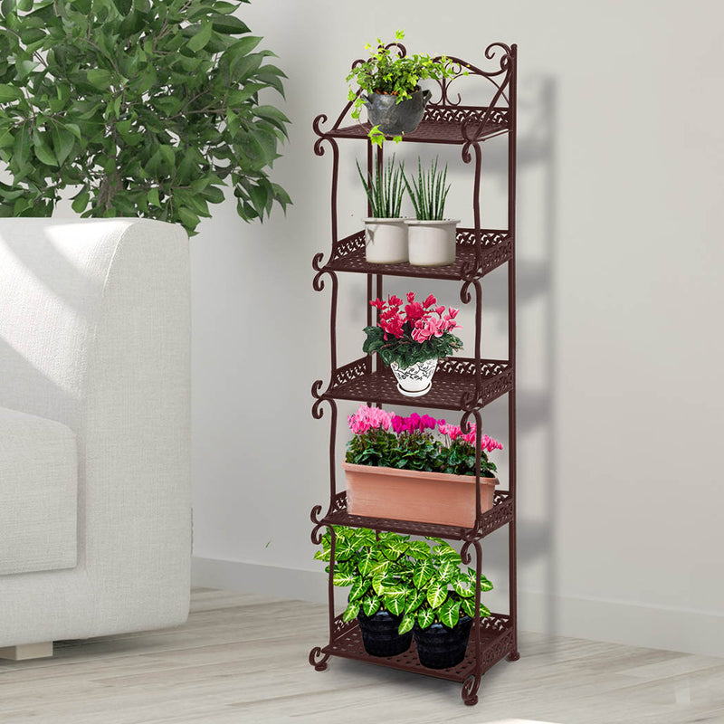 Levede Plant Stand 5 Tiers Outdoor Indoor Metal Flower Pots Rack Garden Shelf