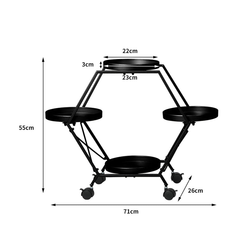 Levede Plant Stand Metal Outdoor Indoor Garden Decor Flower Pot Rack Iron Wheels