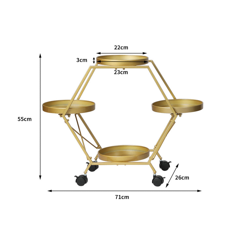 Levede Plant Stand Metal Outdoor Indoor Garden Decor Flower Pot Rack Iron Wheels