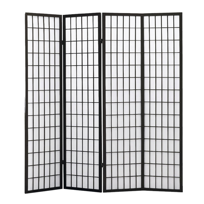 Levede 4 Panel Free Standing Foldable  Room Divider Privacy Screen Black Frame