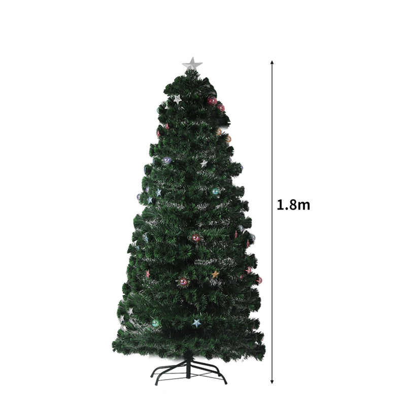 SANTACO Christmas Tree 1.8M 6Ft Xmas Decorations Fibre Optic Multicolour Lights