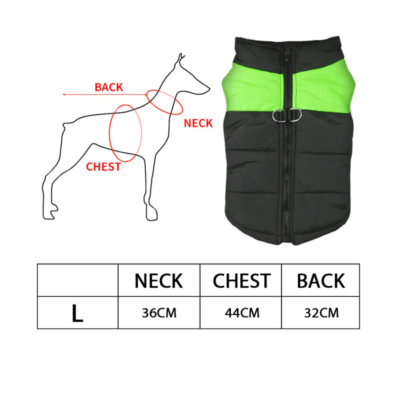 PaWz PaWz Dog Winter Jacket Padded  Pet Clothes Windbreaker Vest Coat  L Green