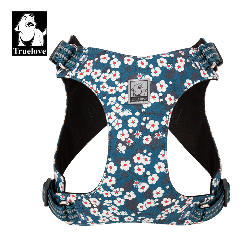 Floral Doggy Harness Saxony Blue 3XS