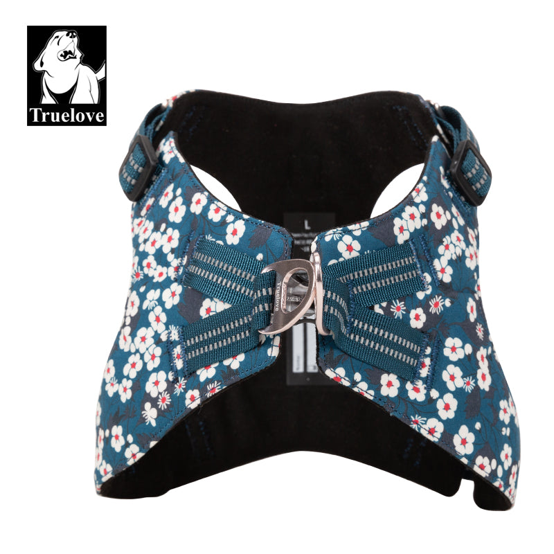 Floral Doggy Harness Saxony Blue L