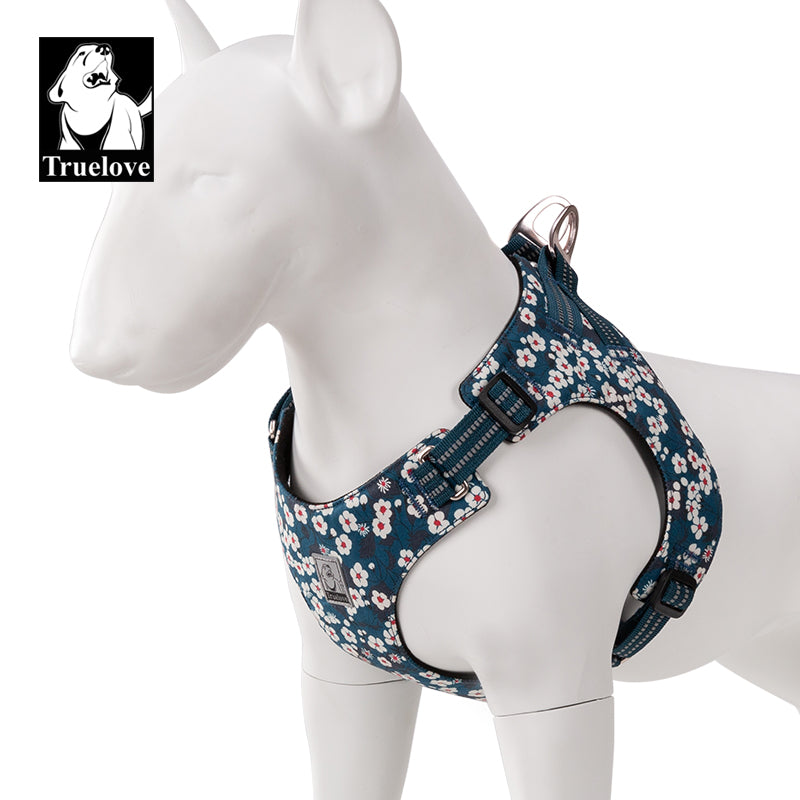 Floral Doggy Harness Saxony Blue S