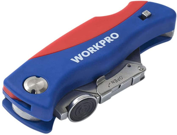 WORKPRO FOLDING UTILITY KNIFE WITH 5 EXTRA BLADES