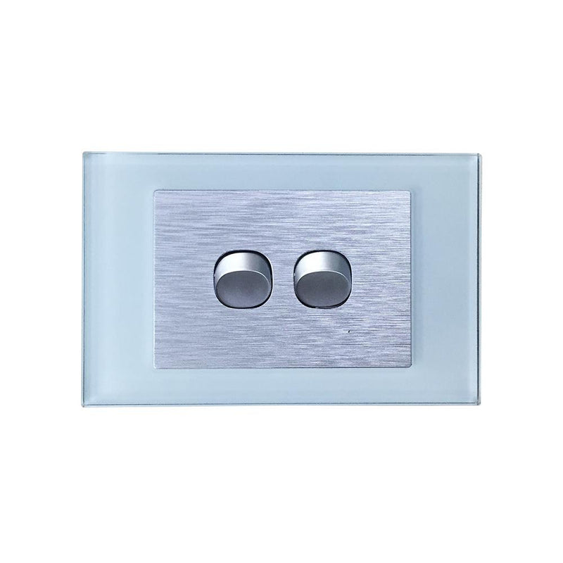 CLSOL VERTICAL WALL SWITCH 2 GANG 2 WAY FRAME OCEAN BLUE GLASS FRAME