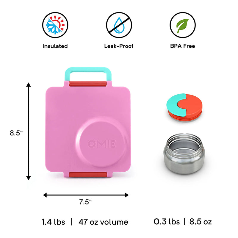 OMIEBOX V2.0 HOT & COLD BENTO BOX Kids Lunch Box - PINK BERRY