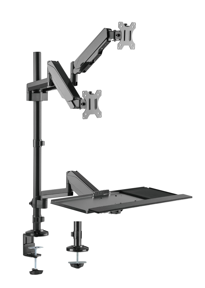 Brateck Gas Spring Sit-Stand Workstation Dual Monitors Mount