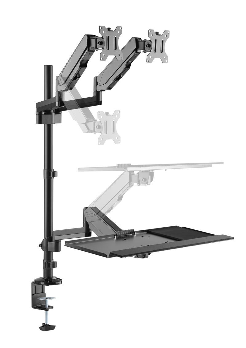 Brateck Gas Spring Sit-Stand Workstation Dual Monitors Mount