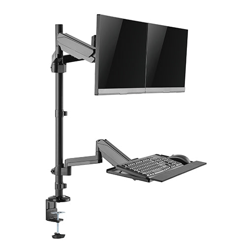 Brateck Gas Spring Sit-Stand Workstation Dual Monitors Mount