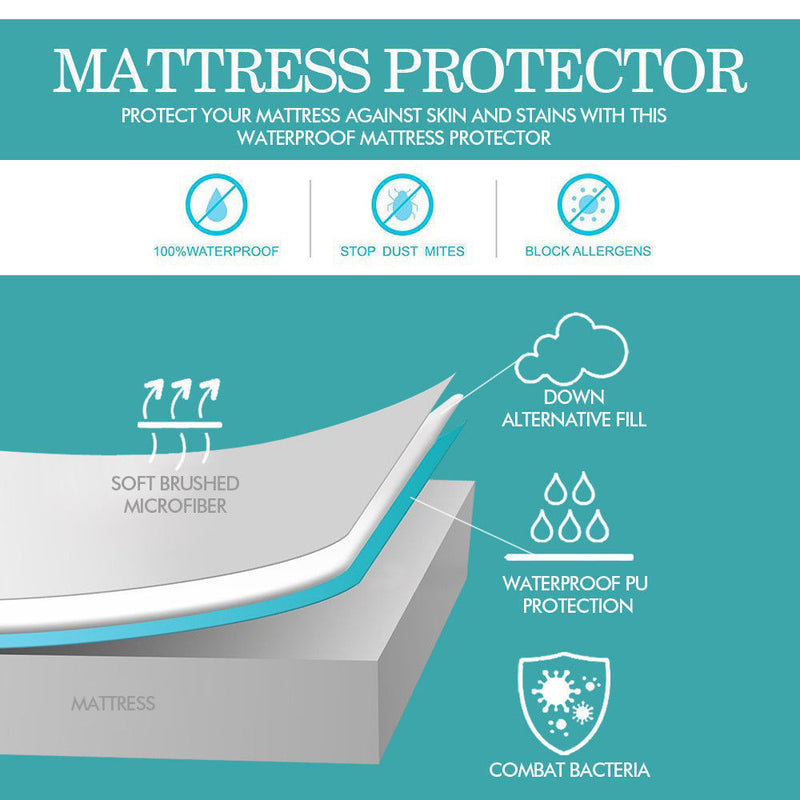 DreamZ Terry Cotton Fully Fitted Waterproof Mattress Protector King Single Size