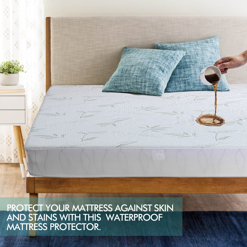 DreamZ Fitted Waterproof Mattress Protector with Bamboo Fibre Cover Queen Size