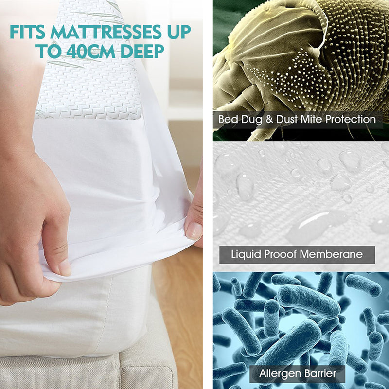 DreamZ Fitted Waterproof Mattress Protector with Bamboo Fibre Cover Queen Size