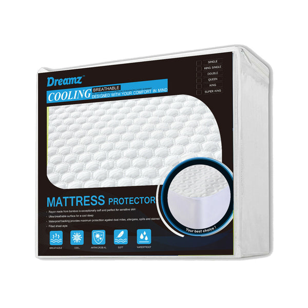 DreamZ Mattress Protector Topper Polyester Cool Cover Waterproof Super King