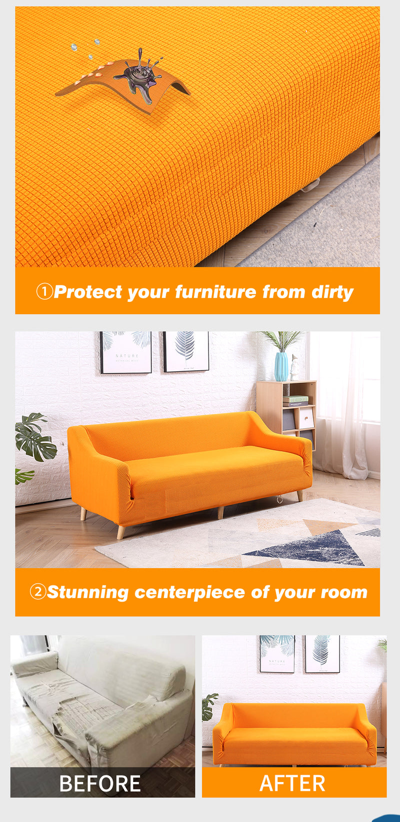 DreamZ Couch Stretch Sofa Lounge Cover Protector Slipcover 4 Seater Orange