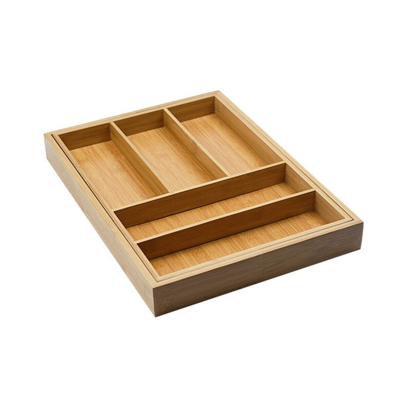 Expandable Bamboo Cutlery Tray Utensil Drawer Kitchen Organizer Insert Divider