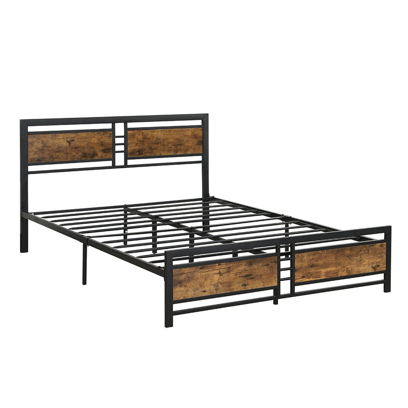 Levede Metal Bed Frame Double Size Mattress Base Platform Wooden Headboard Black