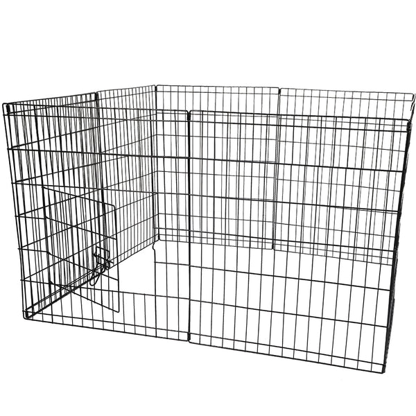 PaWz Pet Dog Playpen Puppy Exercise 8 Panel Enclosure Fence Black With Door 42"