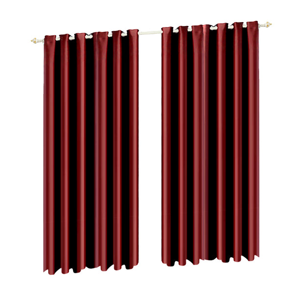 2x Blockout Curtains Panels Blackout 3 Layers Eyelet Room Darkening  240x230cm