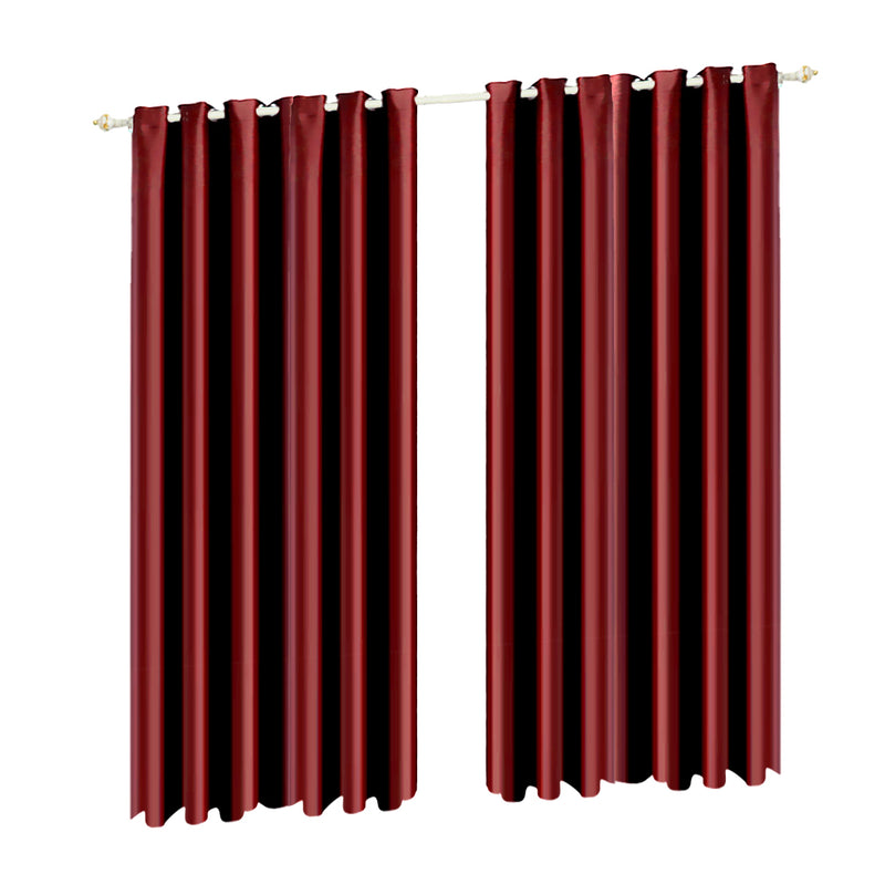 2x Blockout Curtains Panels Blackout 3 Layers Eyelet Room Darkening  240x230cm