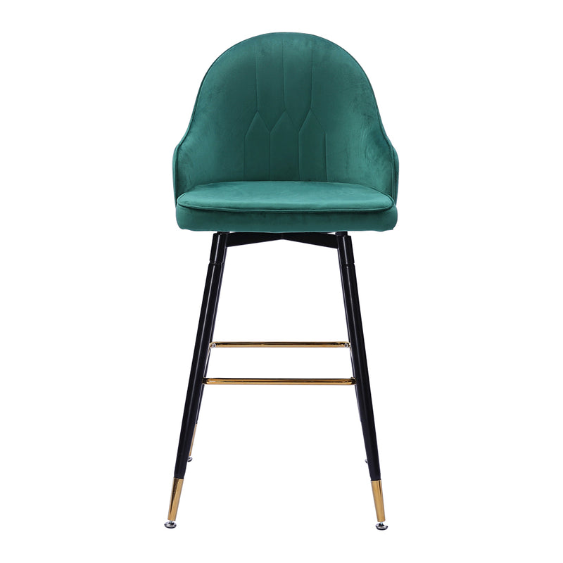 2x Bar Stools Stool Kitchen Chairs Swivel Velvet Barstools Vintage Green