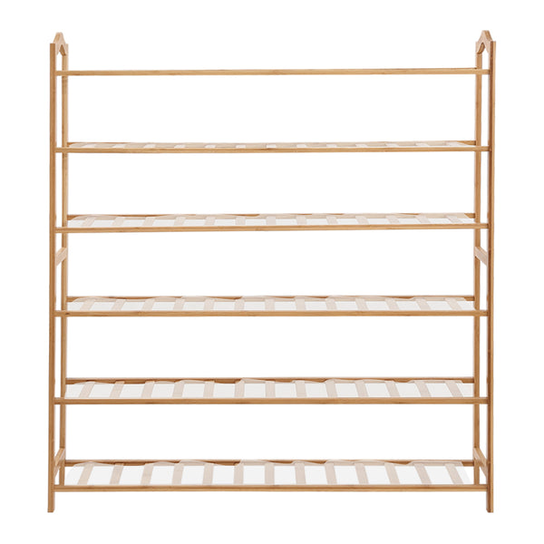 Levede Bamboo Shoe Rack Storage Wooden Organizer Shelf Stand 6 Tiers Layers 90cm