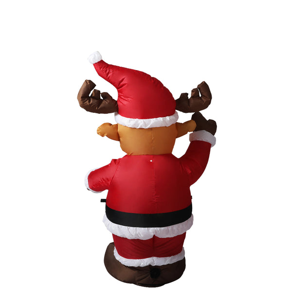 Santaco Inflatable Christmas Decor Santa Reindeer 1.35M LED Lights Xmas Party