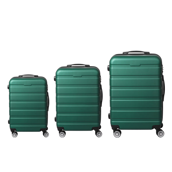 Slimbridge Luggage Suitcase Trolley 3Pcs set 20 24 28 Travel Packing Lock Green