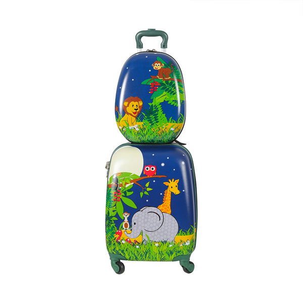 BoPeep 16''13'' 2PCS Kids Luggage Set Travel Suitcase Child Bag Backpack Jungle