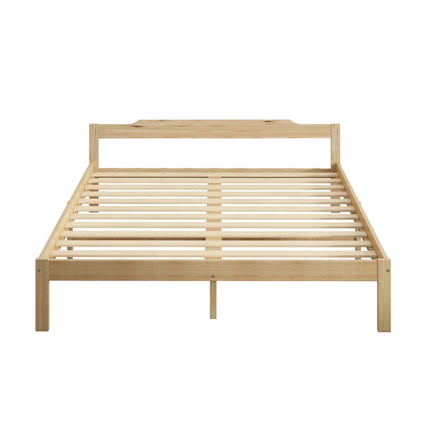 Levede Wooden Bed Frame Double Size Mattress Base Solid Timber Pine Wood Natural