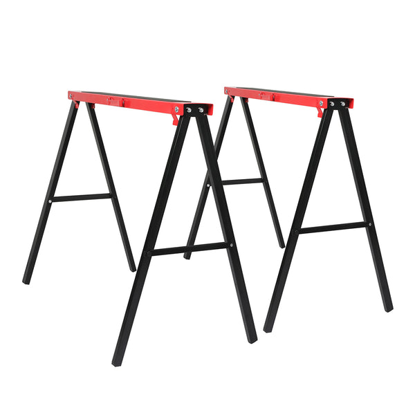 Traderight Saw Horse 2pc Pair PRO Trestle Steel Foldable Work Bench Stand Support Legs