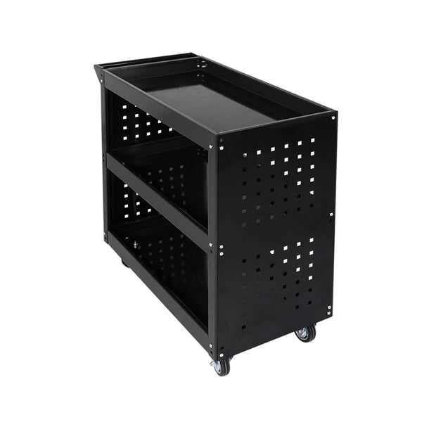 Traderight Tool Trolley Cart Workshop Storage Portable Steel Trolly Black