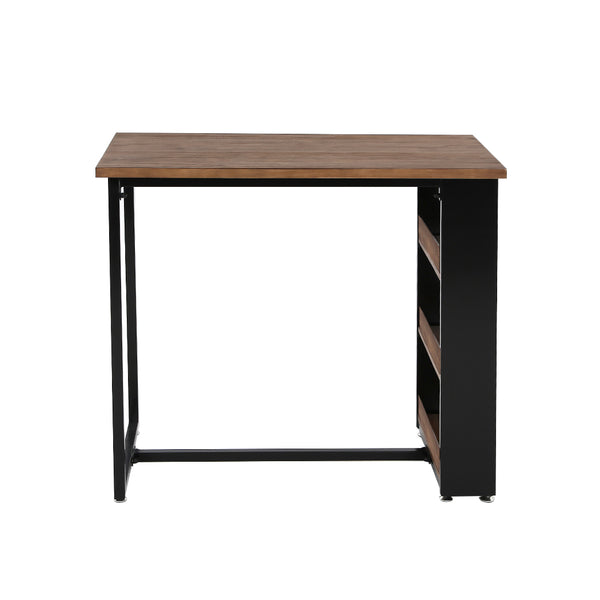 Levede High Bar Table Industrial Pub Table With 3-Tier Storage Shelf Solid Wood