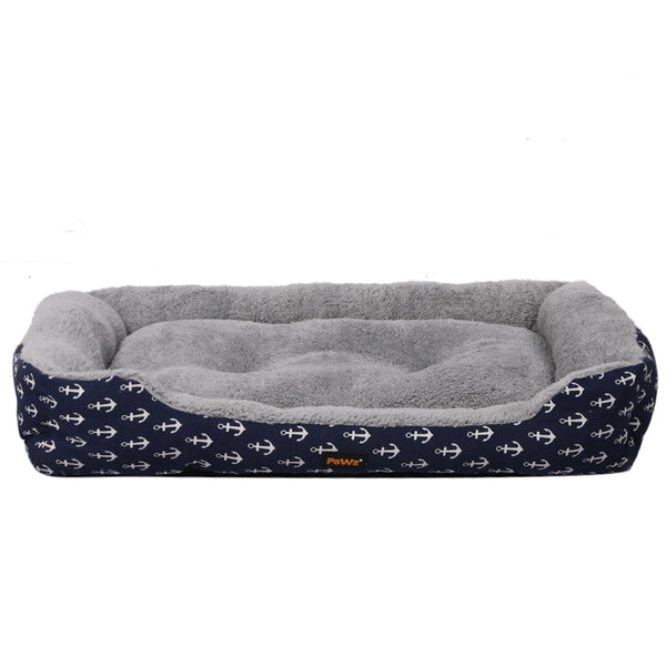 PaWz Pet Dog Cat Bed Deluxe Soft Cushion Lining Warm Kennel Navy Anchor XL